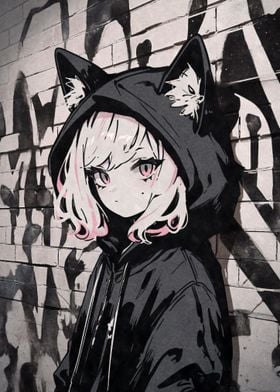 Neko Waifu Anime Cat Girl ' Poster, picture, metal print, paint by  AestheticAlex