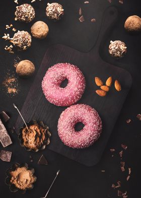 Pink donuts and pralines