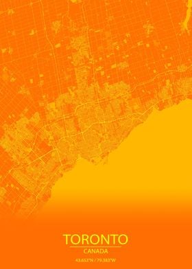 Toronto Canada Orange Map