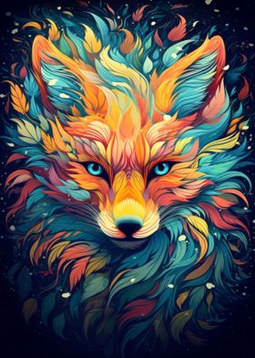 Red Fox Potrait Abstract