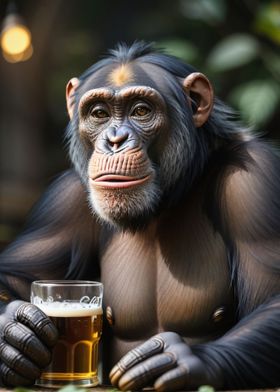 Chimpanzee drinking funny