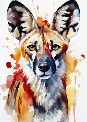 WatercolorPainted Wild Dog