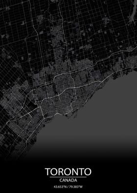 Toronto Canada Black Map