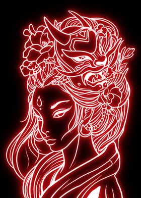 japanese geisha neon