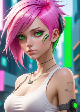Cyberpunk Girl Pink Hair
