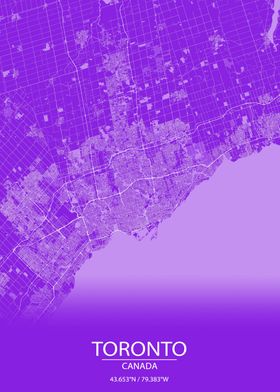 Toronto Purple White Map