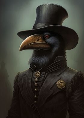 Crow with Top Hat Portrait