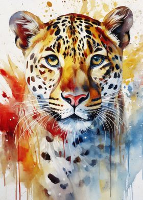 Watercolor Painted Jaguar