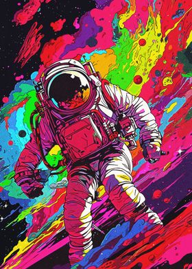 Colorful Astronaut Vintage
