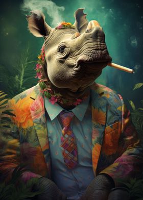 Hippie Rhino Smoking
