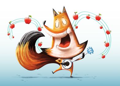 Happy Fox Playing Banjo