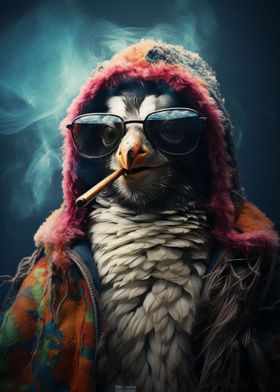 Hippie Penguin Smoking