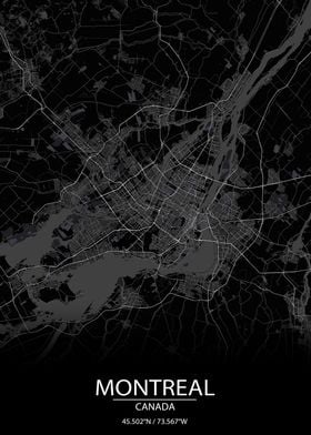 Montreal Canada Black Map