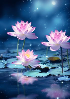 Pink lotus flowers