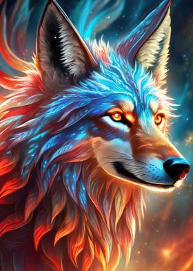 Mystical Neon Wolf