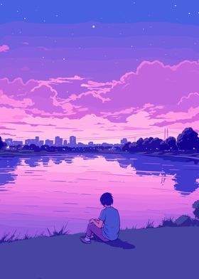 Alone in River Lofi Retro