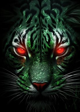 Green Black Tiger Animal