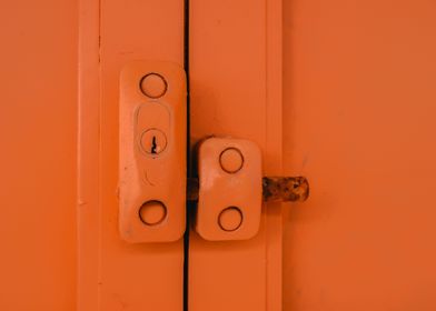 orange metal lock 