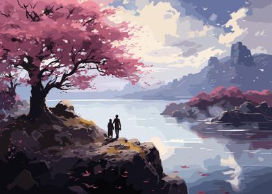 Anime Cherry Tree Lake