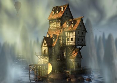 fantasy house on the lake