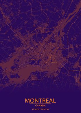 Montreal Canada Purple Map