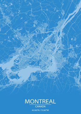 Montreal Canada Blue Map