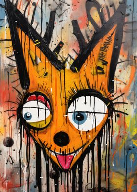 Abstract Cat Graffiti Art
