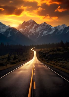 Sunset Road at Mountains