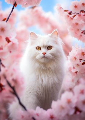 Cat in Spring Pink Bloom
