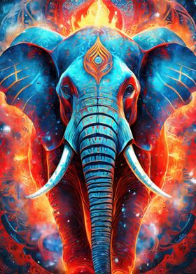 Mystical Neon Elephant