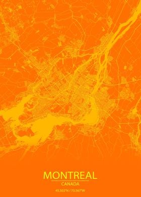 Montreal Canada Orange Map