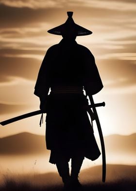 Silhouette samurai art