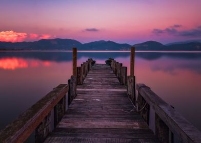 Wooden pier at twilight 