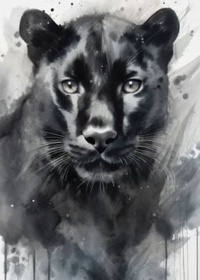 Watercolor Painted Panther