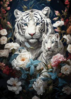Bilderwelten Poster con Cornice - Tiger con Glitter - Bianco - con