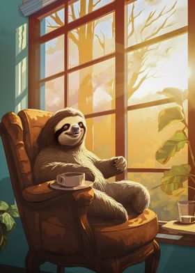 Cute Sloth Coffee morning