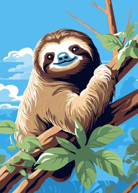 Cute Sloth Wildlife Art