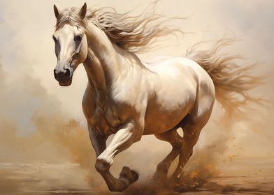 Running white horse