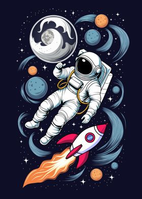 Cute Floating Astronaut