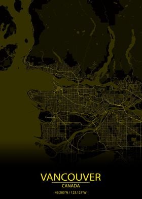 Vancouver BC Yellow Map