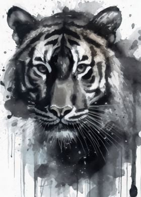 Watercolor Painted Tiger