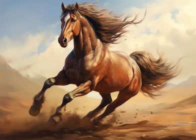 Running brown horse