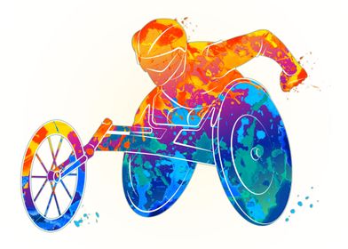 Athlete on wheelchair raci