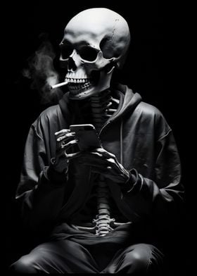 skeleton smoking