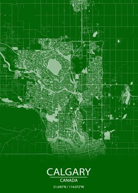 Calgary Alberta Green Map