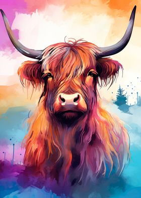 Watercolor Highland Cow