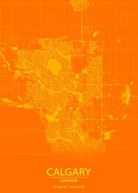 Calgary Canada Orange Map