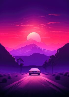Synthwave Sunset Car