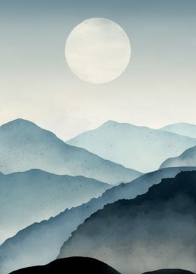 Mountains under the moon
