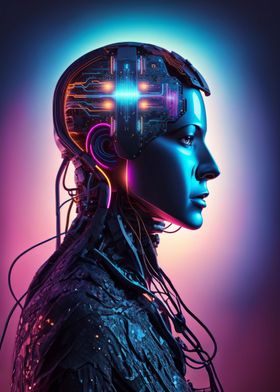 Cyborg Woman In Neons